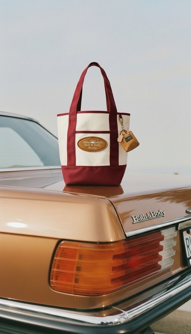 NWT Members Only Bath & Body Retro Heritage Burgandy Crème Tote Bag